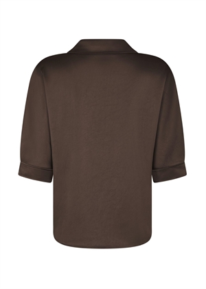 Carm heavy sateen skjorte Dark Brown Neo Noir